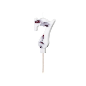 Number Candle 7 - White with Flowers